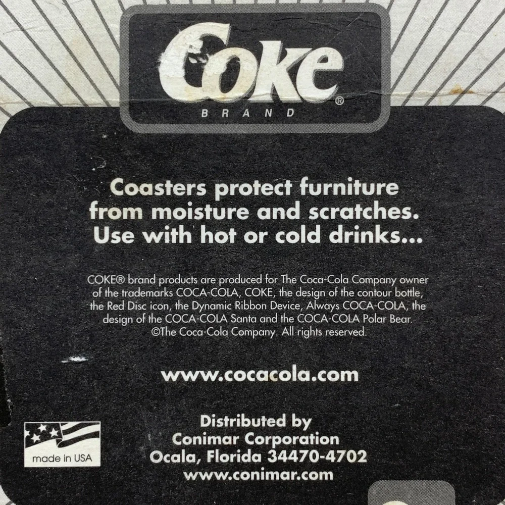 Vintage Coca-Cola Coasters Set of 4 Yippee! Food & Coke‎ Brand Made in USA